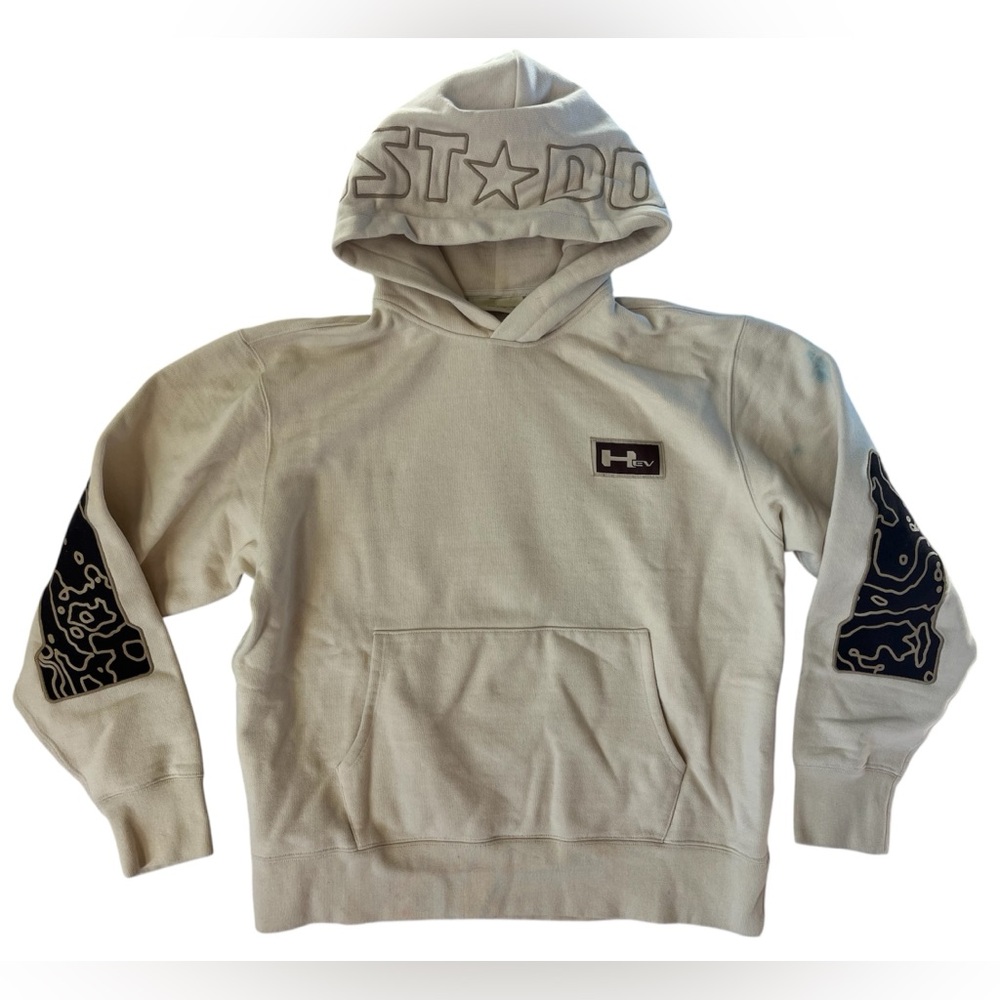 VINTAGE Y2K JUST DON BROWN & TAN HOODIE SWEATSHIRT MEDIUM MENS